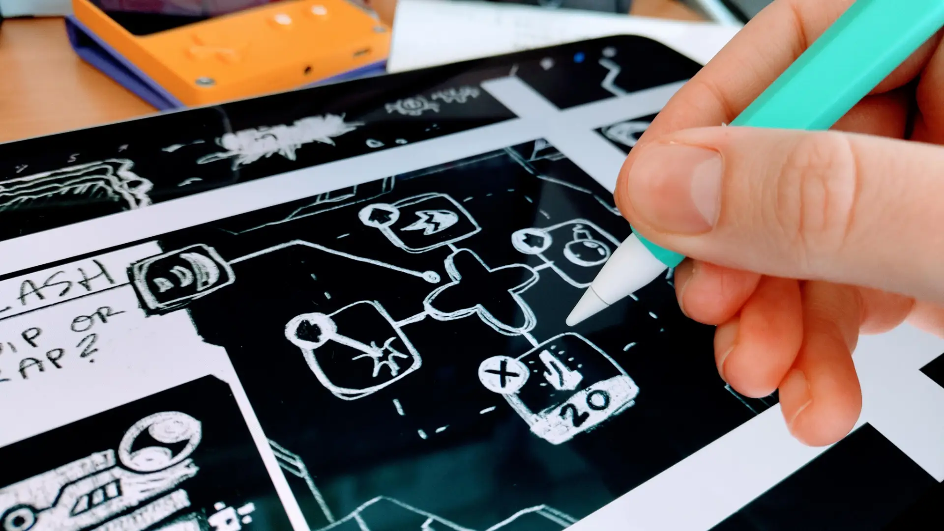 Sketching an interface on a tablet